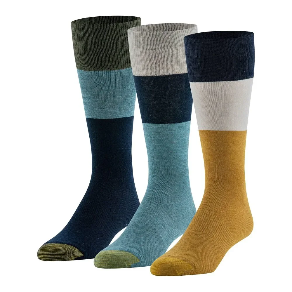 GoldToe Edition Mens Crew Socks Assorted, 3 Pack, 8-12